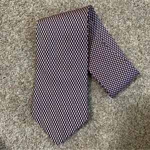 Brooks Brothers Makers Tie Navy Pink Checkered Geometric 100% Silk USA